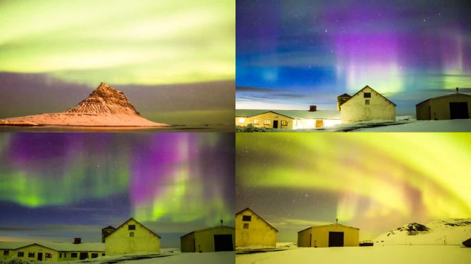 一系列美丽的北极光，或者更广为人知的是4K的北极光延时视图