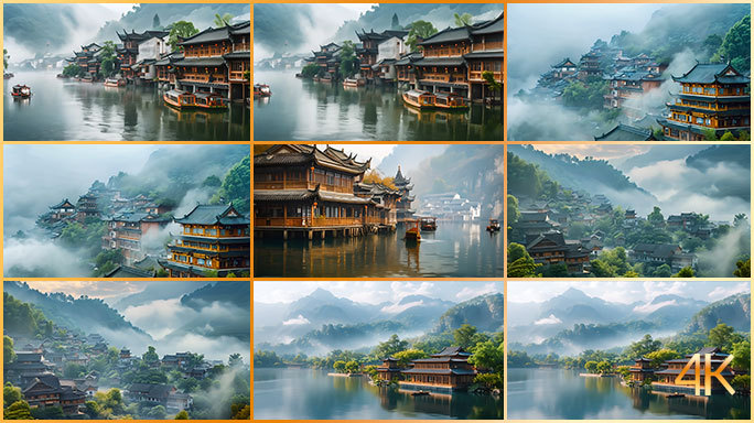 贵州传统特色建筑 少数民族木楼房 古镇