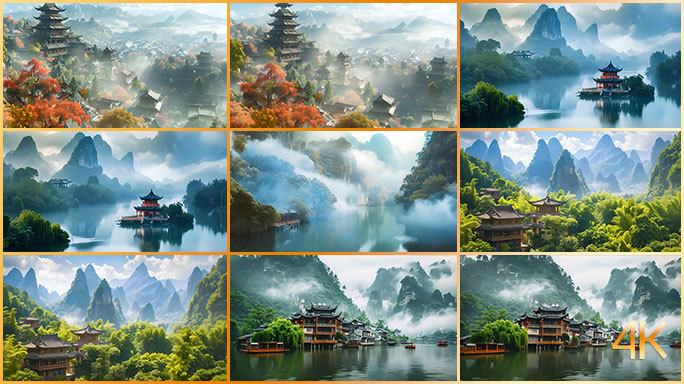 中国风山河古典艺术动画 仙侠手游神话场景