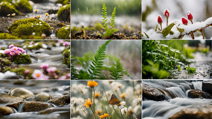春天 植物生长万物复苏 雨水惊蛰春分谷雨