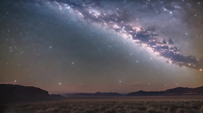 沙漠星空银河延时   沙漠夜空