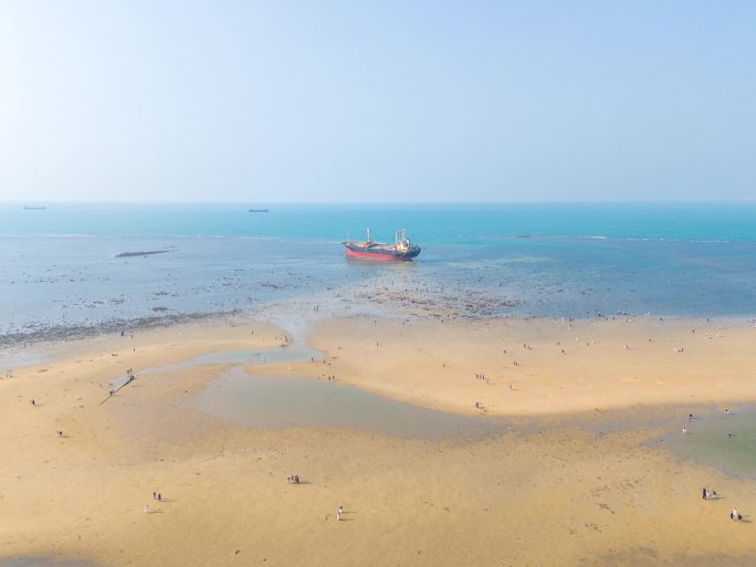 海边延时海南儋州龙港搁浅沉船延时