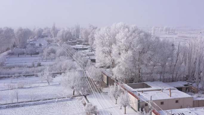 航拍冬天乡村田园雪景合集