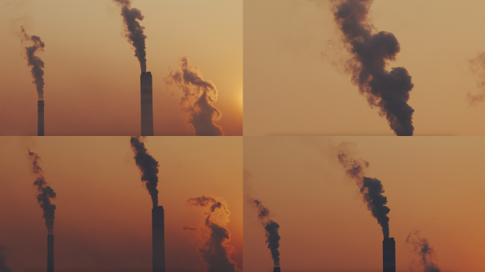 工业烟囱剪影-大气污染