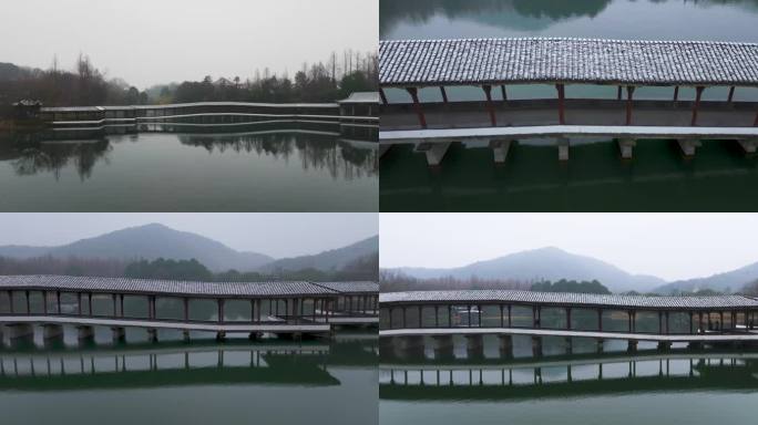 杭州冬季西湖雪景浴鹄湾雪景