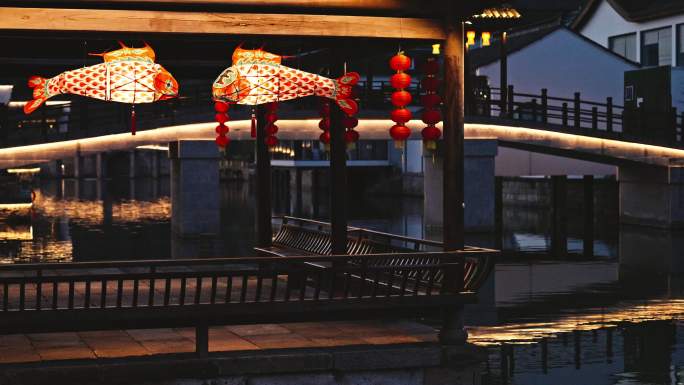 杭州商业街区的龙年灯会