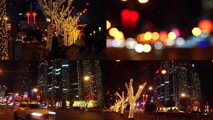北京旅游首都夜景华灯初上城市路灯车灯