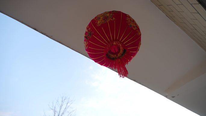 春节春联红灯笼烟花爆竹乡村新年