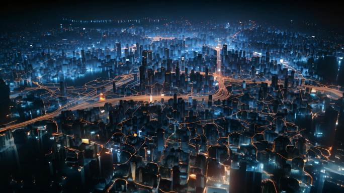 智能城市夜景 朋克风地图