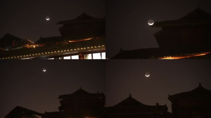 贵州西江苗寨月亮，寨子月亮，吊脚楼