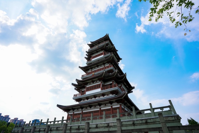 延时 印鳌阁 蓝天白云 塔 简阳 鳌山