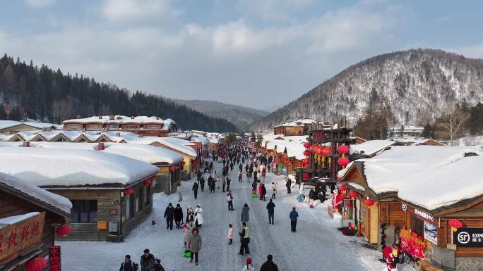 4k中国雪乡雪景航拍