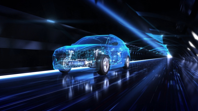 科技新能源汽车智能无人驾驶汽车隧道行驶