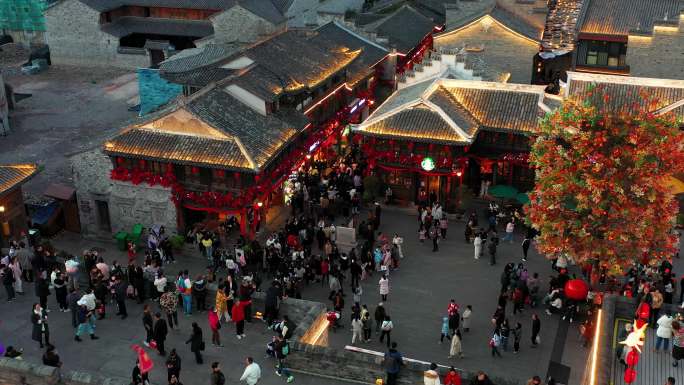 浙江临海，台州府城，紫阳街，春节航拍