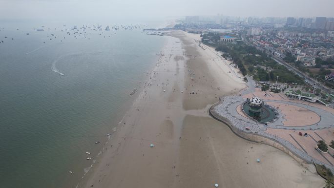 大海海洋沙滩广西北海银滩航拍