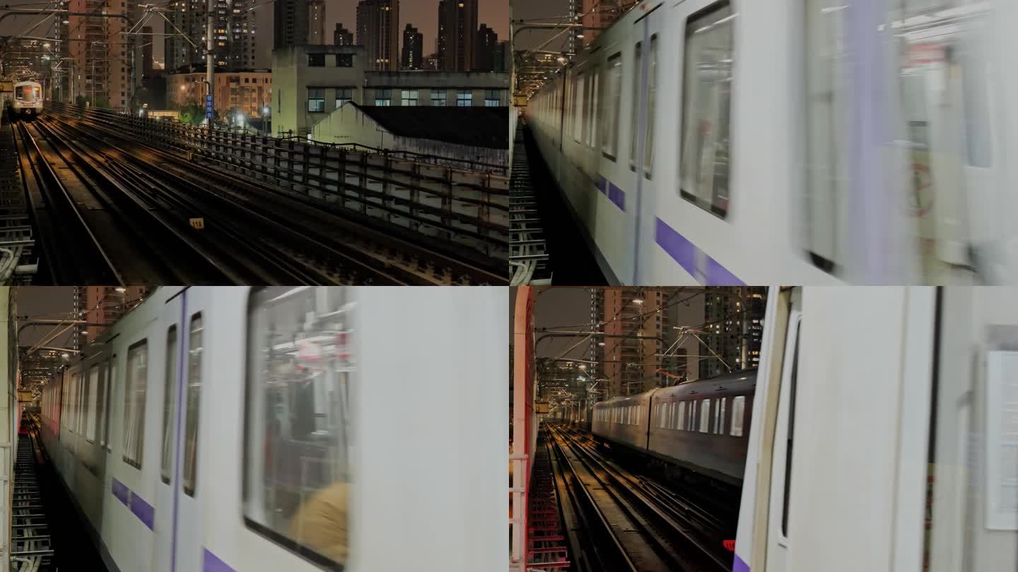上海地铁4号线进站出站夜景含原声