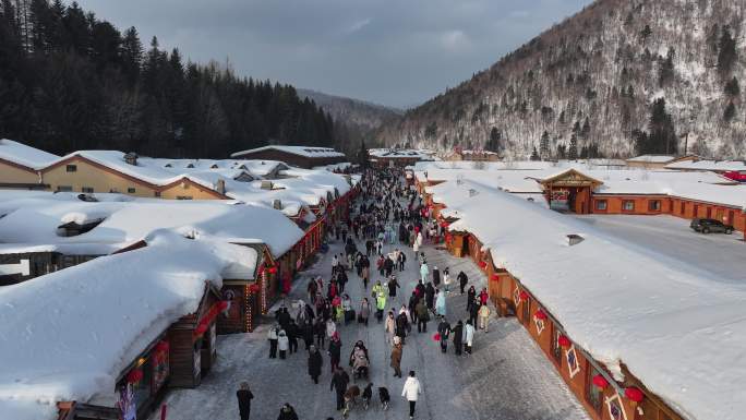 4k中国雪乡雪景航拍