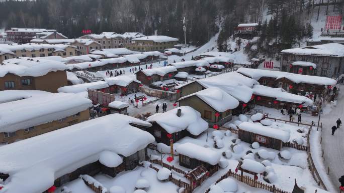 4k中国雪乡雪景航拍