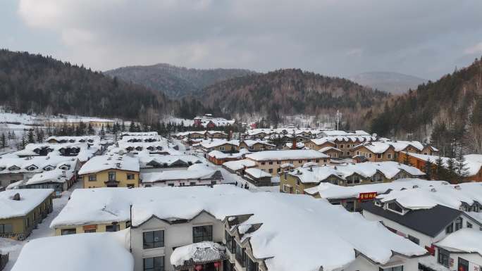 4k中国雪乡雪景航拍