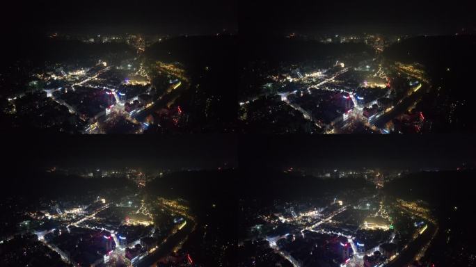贵州遵义城市夜景灯光交通航拍