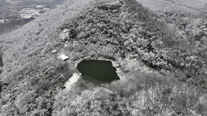 南京幕府山航拍雪景素材