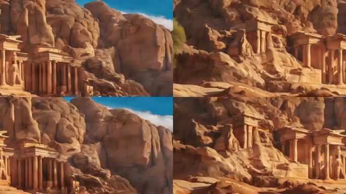 8K宽屏沙漠神庙遗迹意境氛围背景板
