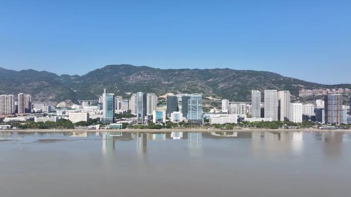 航拍福建闽江北港鼓山鼓岭城市风光自然风景