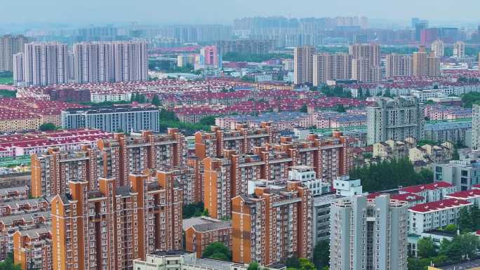 上海市徐汇区高楼大厦摩天大楼航拍车流交通