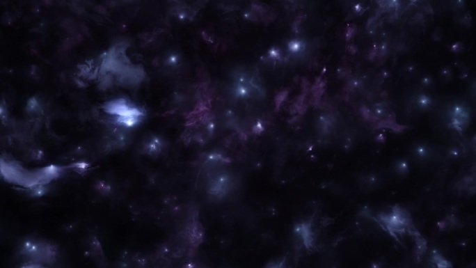 CGI循环旋转太空旅行动画与星云，星系和星团