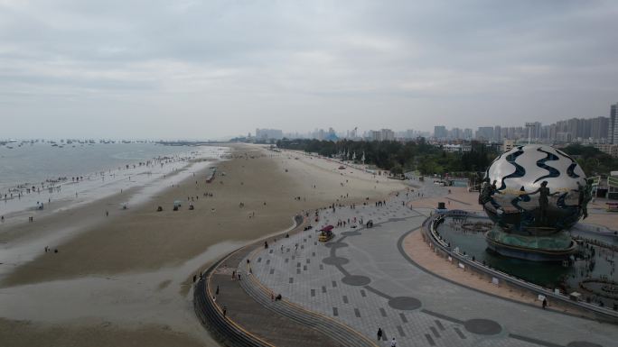 大海海洋沙滩广西北海银滩航拍