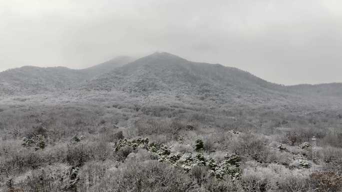 南京紫金山玄武湖雪景航拍素材