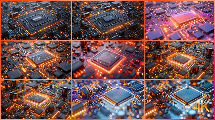 电脑芯片动画 高科技纳米电子硅晶片技术