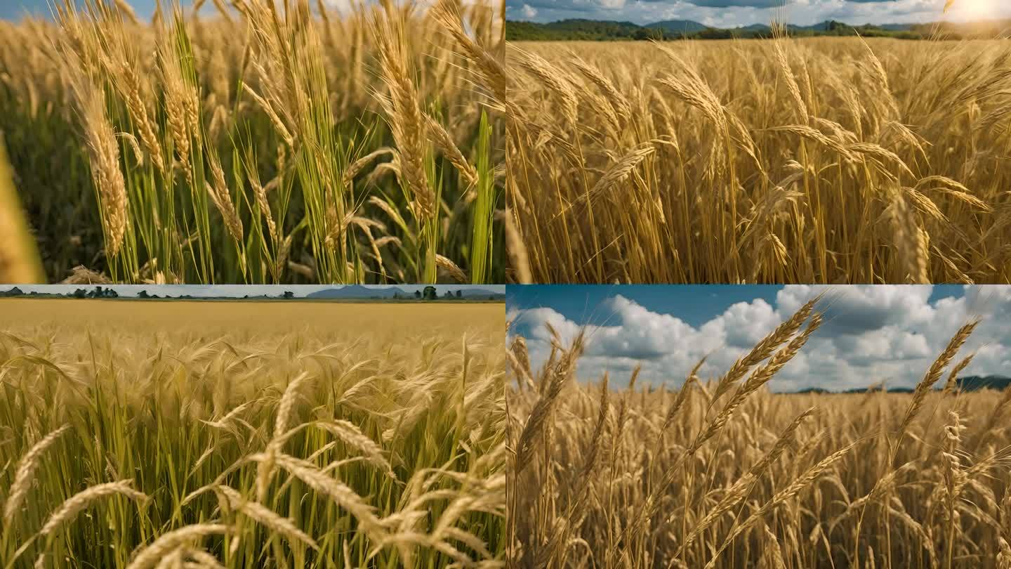 水稻丰收秋天丰收的季节农田