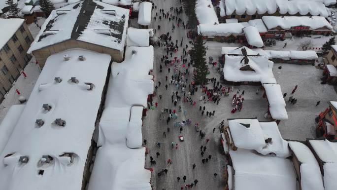 4k中国雪乡雪景航拍