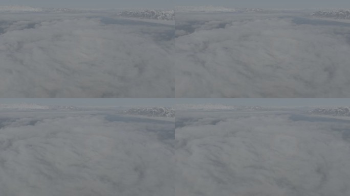 冬季赛里木湖日冕云海雪山航拍灰片