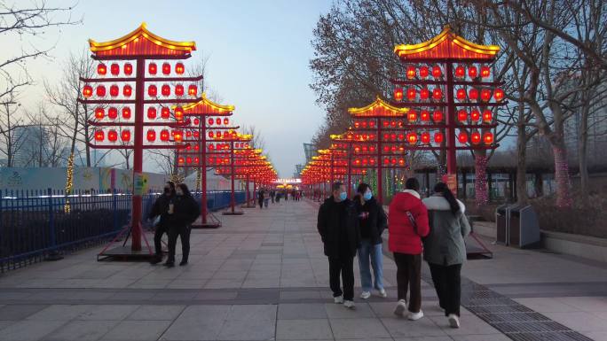 北京大运河文化广场 春节氛围过年儿童游玩