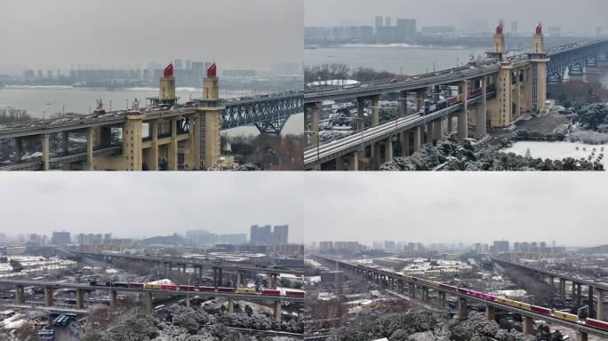 南京长江大桥雪景