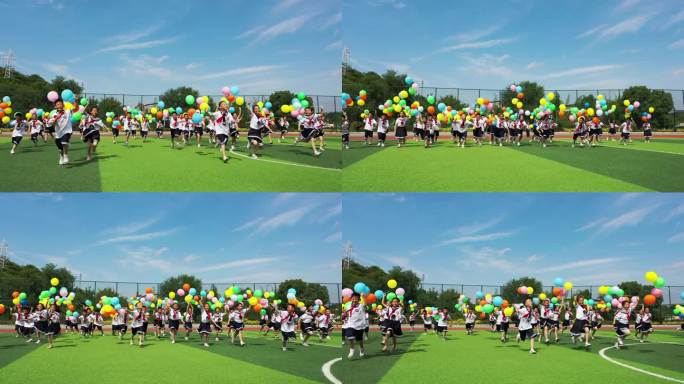 气球 小孩 儿童 学生 奔跑笑脸幸福向上