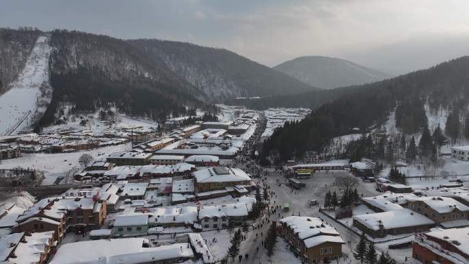 4k中国雪乡雪景航拍