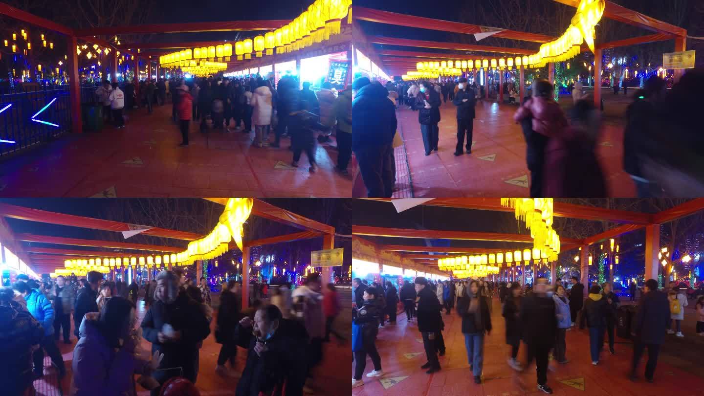 北京大运河文化广场春节氛围过年夜市美食街