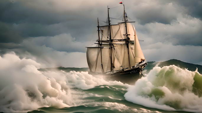 船在波澜壮阔的大海上航行 开年乘风破浪