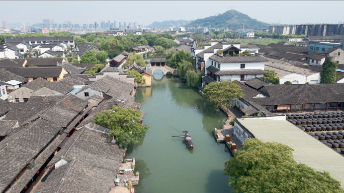 浙江绍兴江南水乡安昌古镇实时航拍合辑