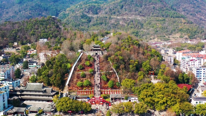 浙江临海，台州府城，揽胜门，春节航拍