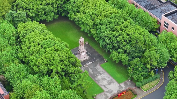 上海市复旦大学邯郸校区航拍校园风景风光素