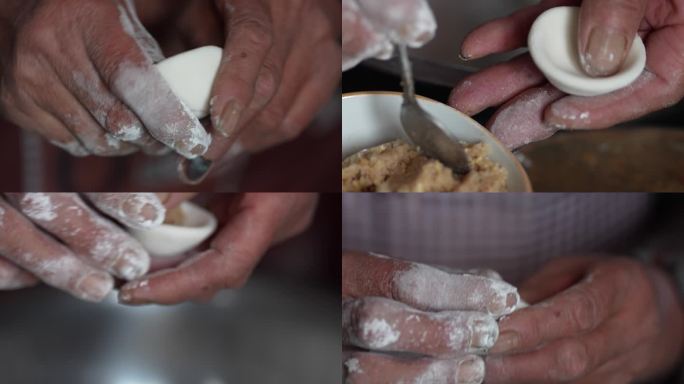 乡村传统美食过年手工汤圆制作