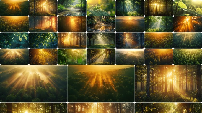 热带雨林森林光影丁达尔光线意境风景
