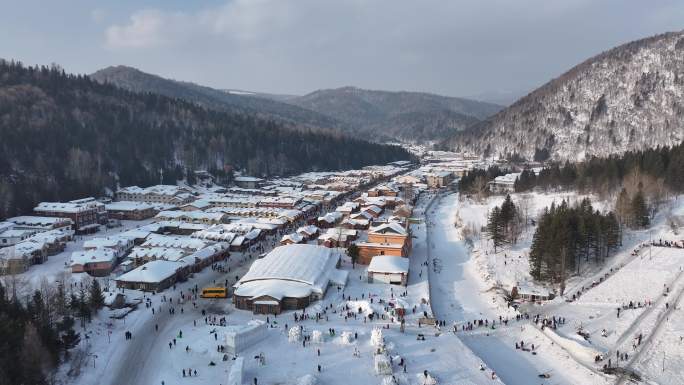 4k中国雪乡雪景航拍