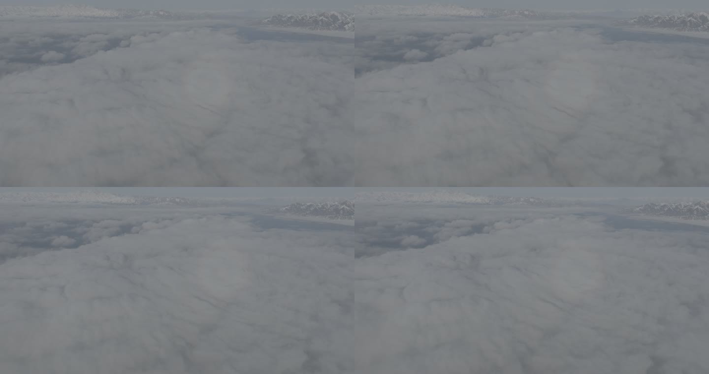 冬季赛里木湖日冕云海雪山航拍灰片
