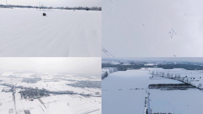 大雪覆盖大地 雪地航拍