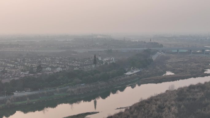 航拍四川广汉城市城西三星堆